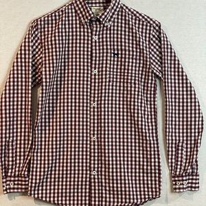 Jack Thomas Boys Plaid Shirt Burgundy & White Size L